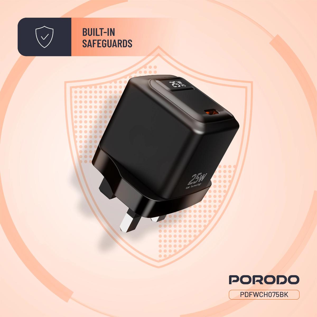 Porodo GaN 25W USB-C Wall Charger