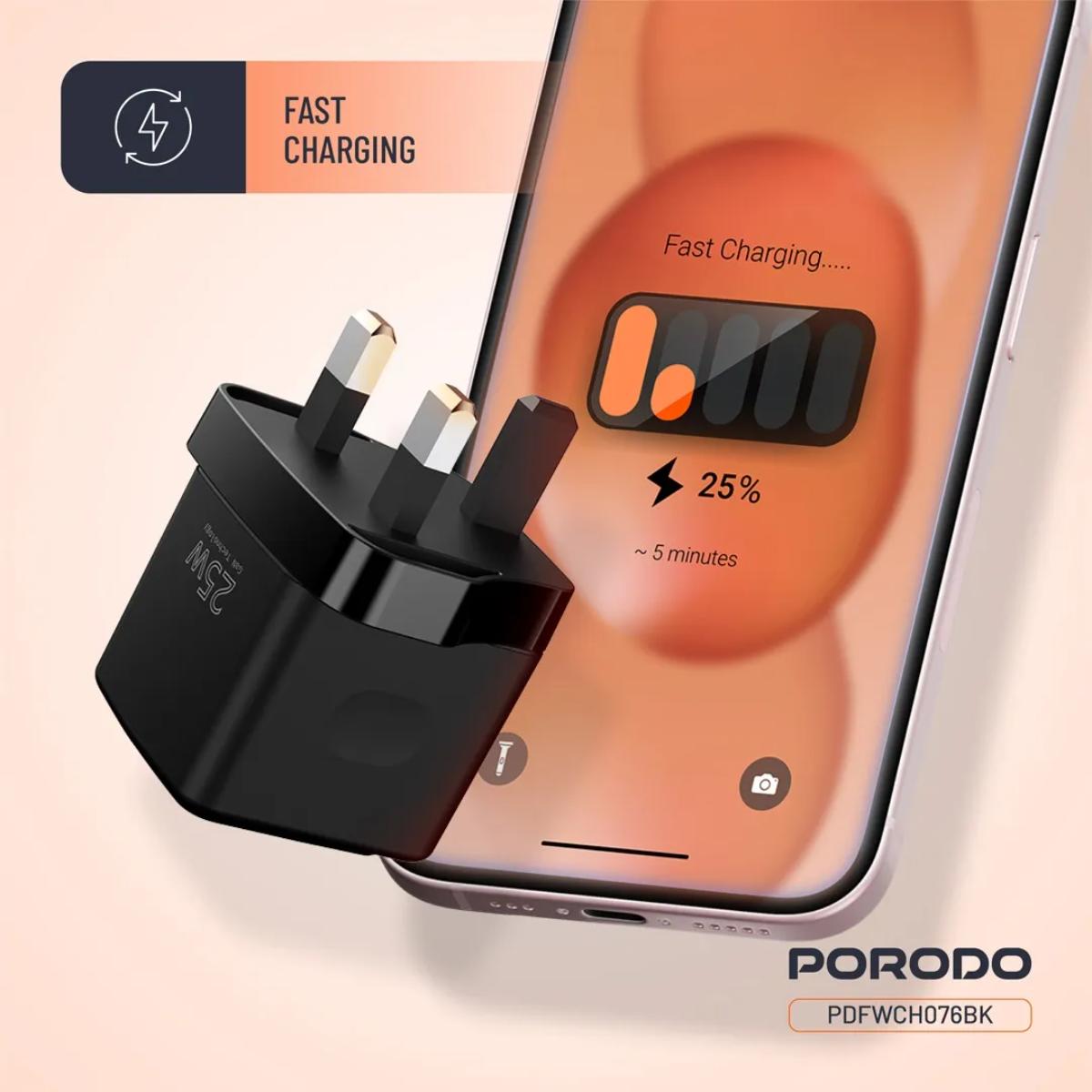 Porodo GaN 25W Dual-Port Wall Charger