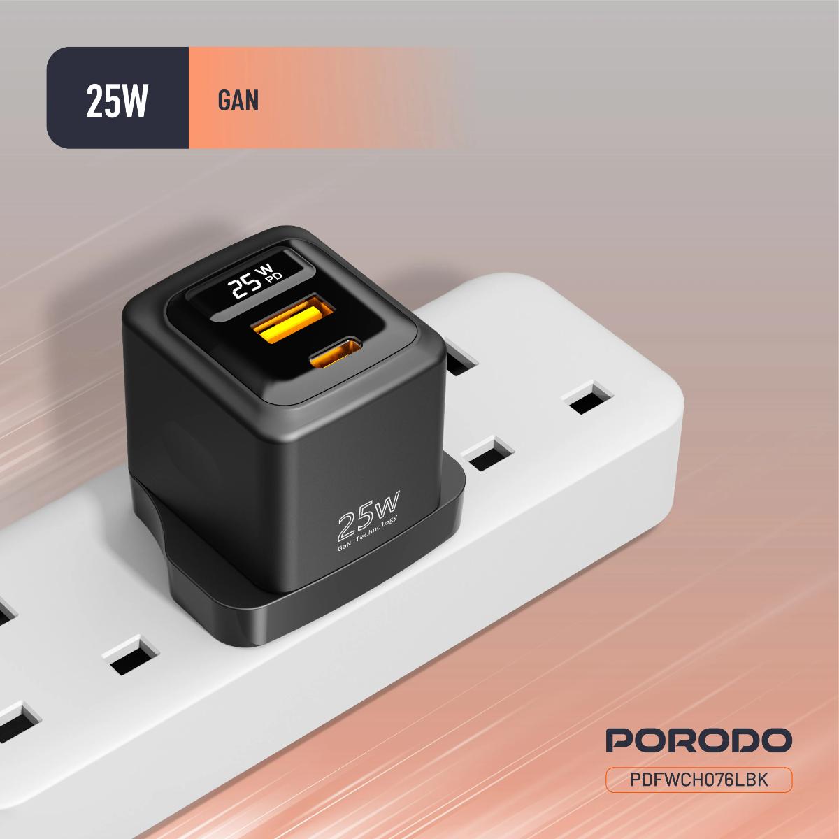 Porodo 25W GaN Dual-Port Charger & Lightning Cable Kit