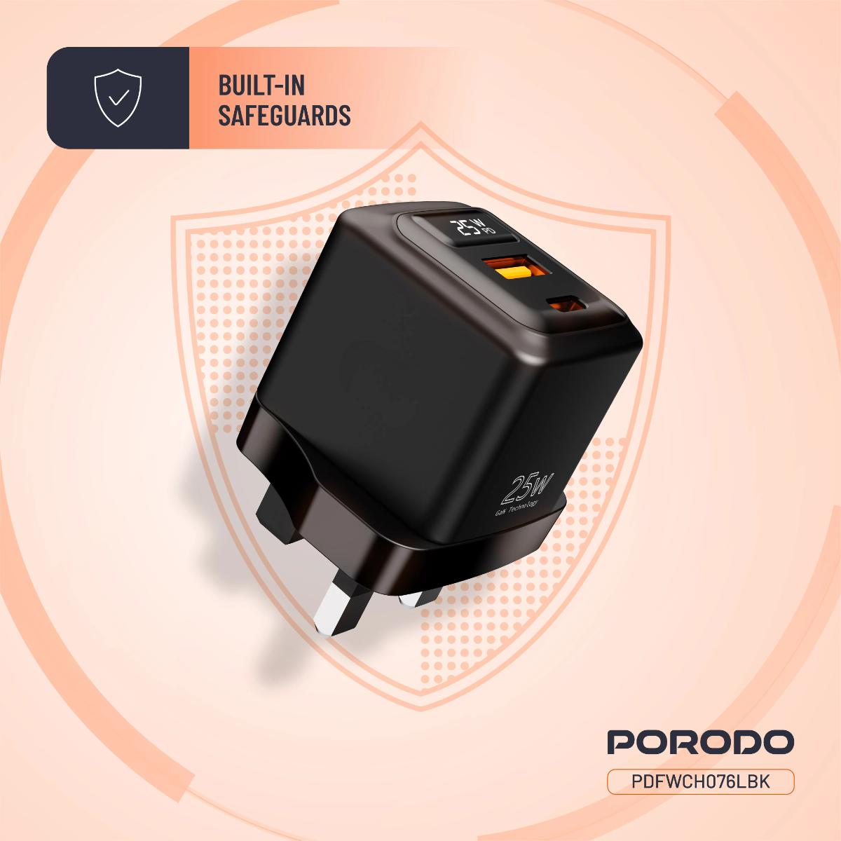 Porodo 25W GaN Dual-Port Charger & Lightning Cable Kit