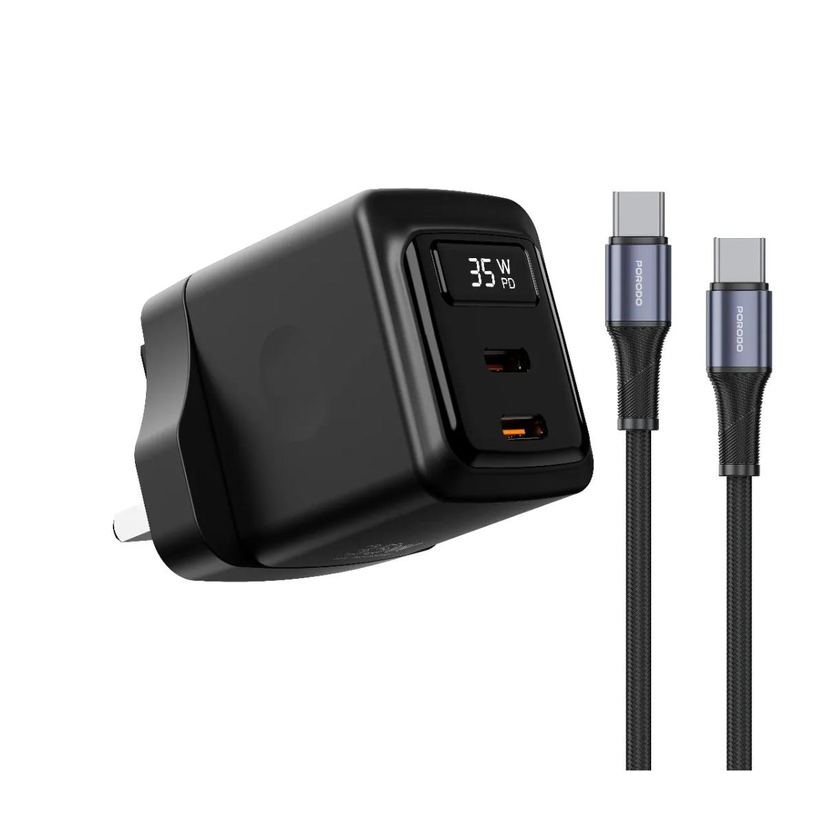 Porodo 35W Dual USB-C GaN Wall Charger