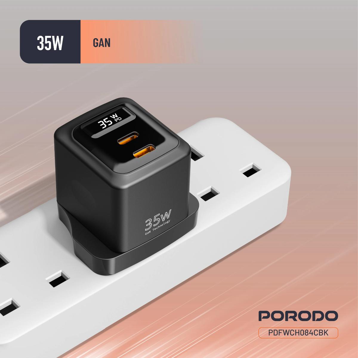 Porodo 35W Dual USB-C GaN Wall Charger