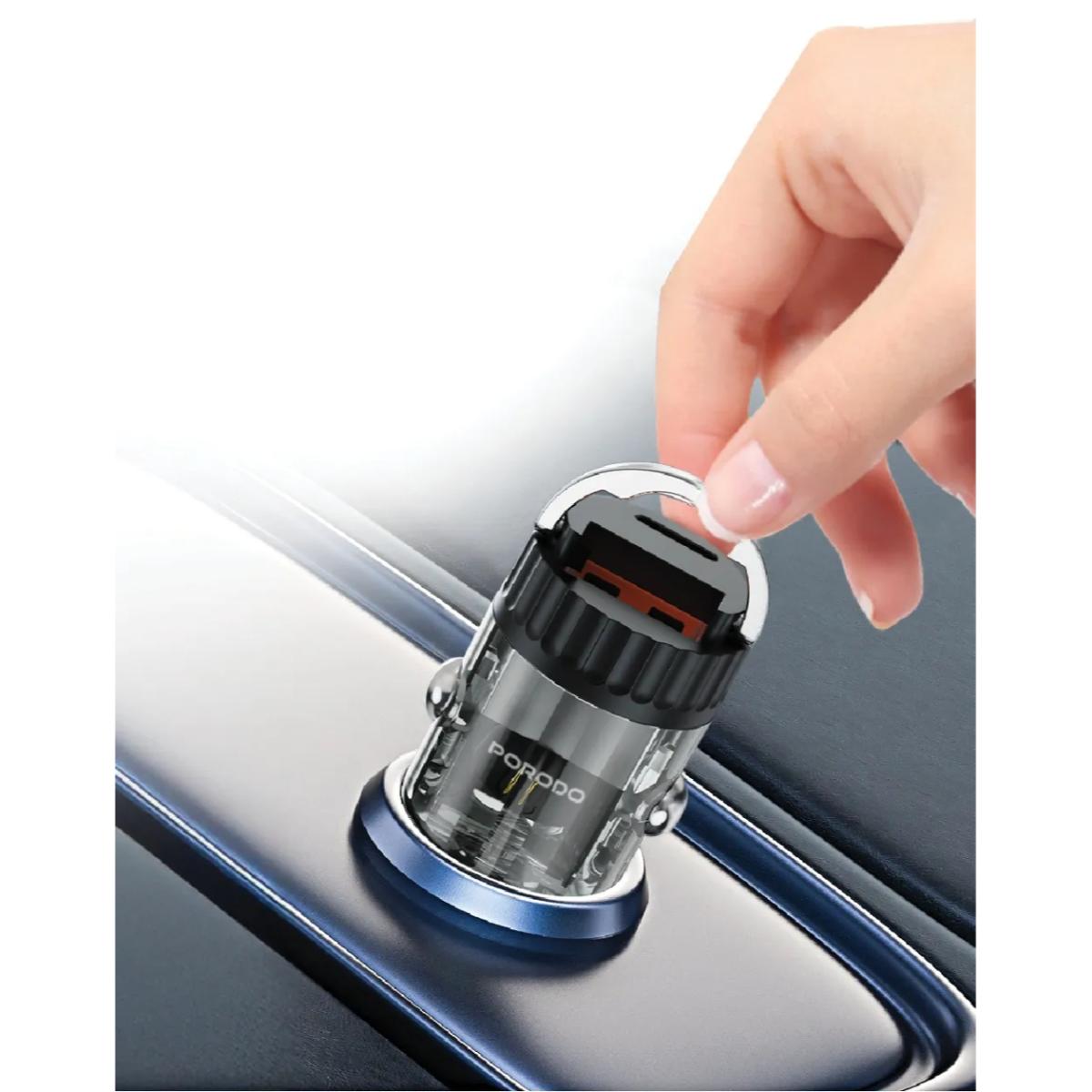 Porodo Dual Port Transparent Car Charger
