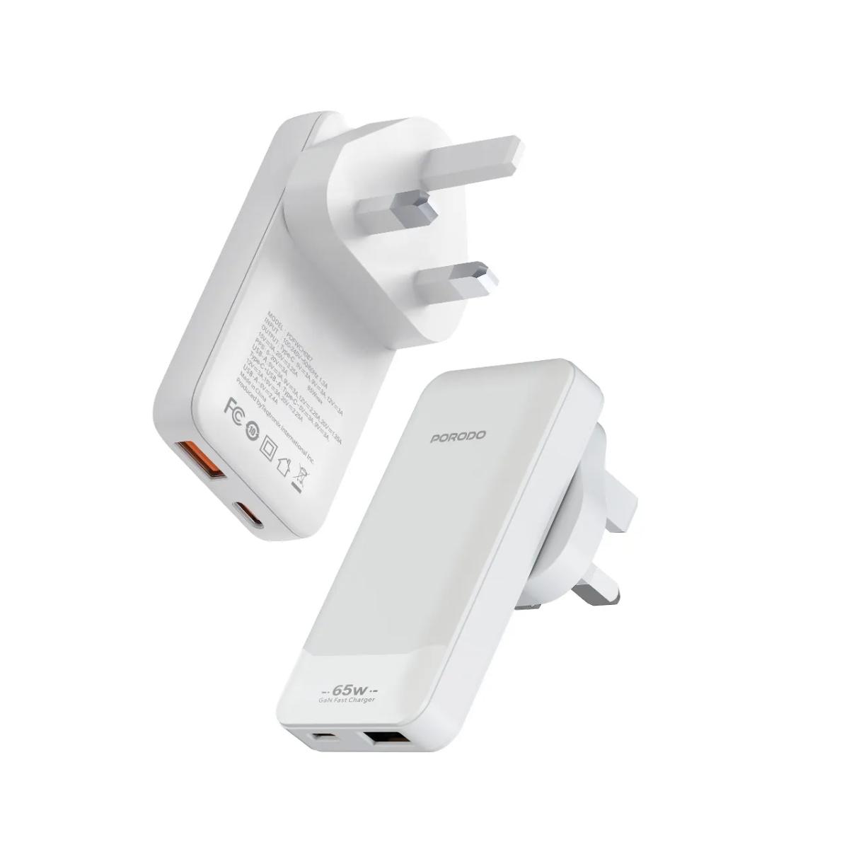 Porodo TerraCharge 65W GaN Dual-Port Wall Charger