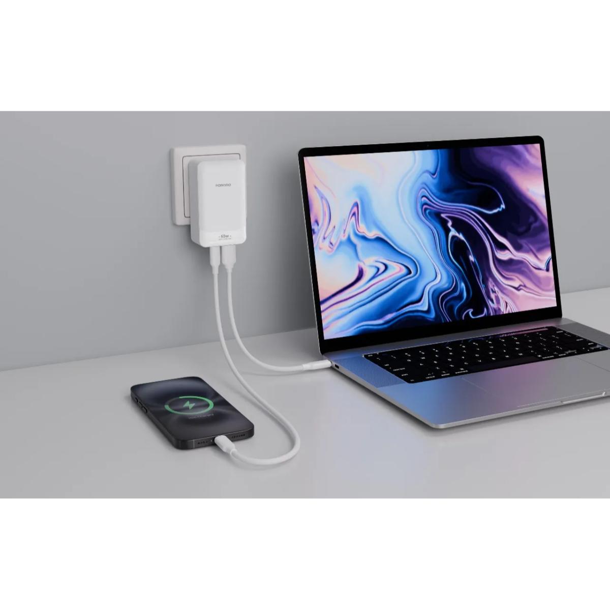 Porodo TerraCharge 65W GaN Dual-Port Wall Charger