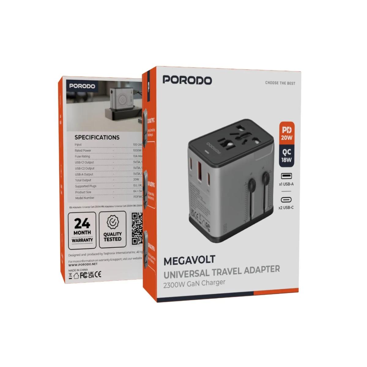 Porodo Mega Volt Universal Travel Adapter