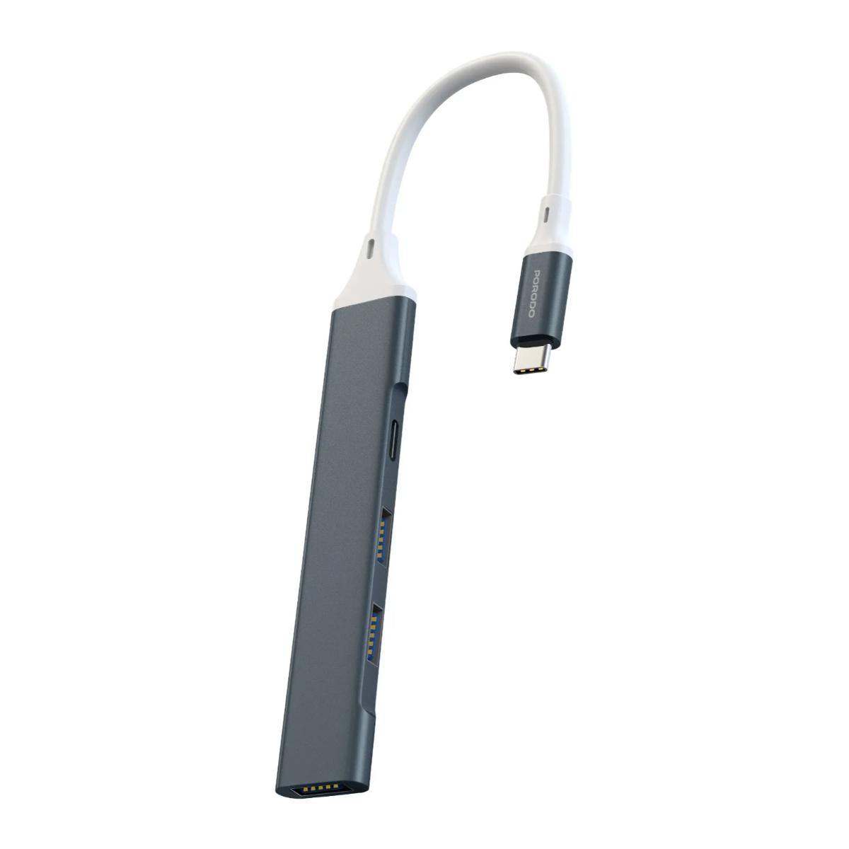 Porodo 4-Port Aluminum USB-C Hub