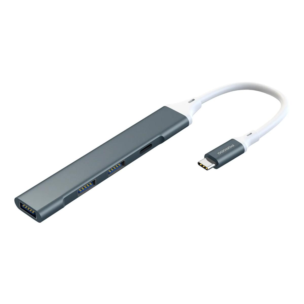 Porodo 4-Port Aluminum USB-C Hub