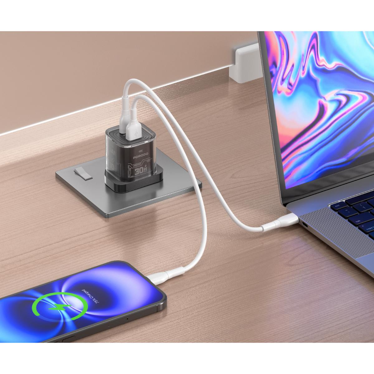 Porodo Tezclarte 30W Dual-Port GaN Fast Charger