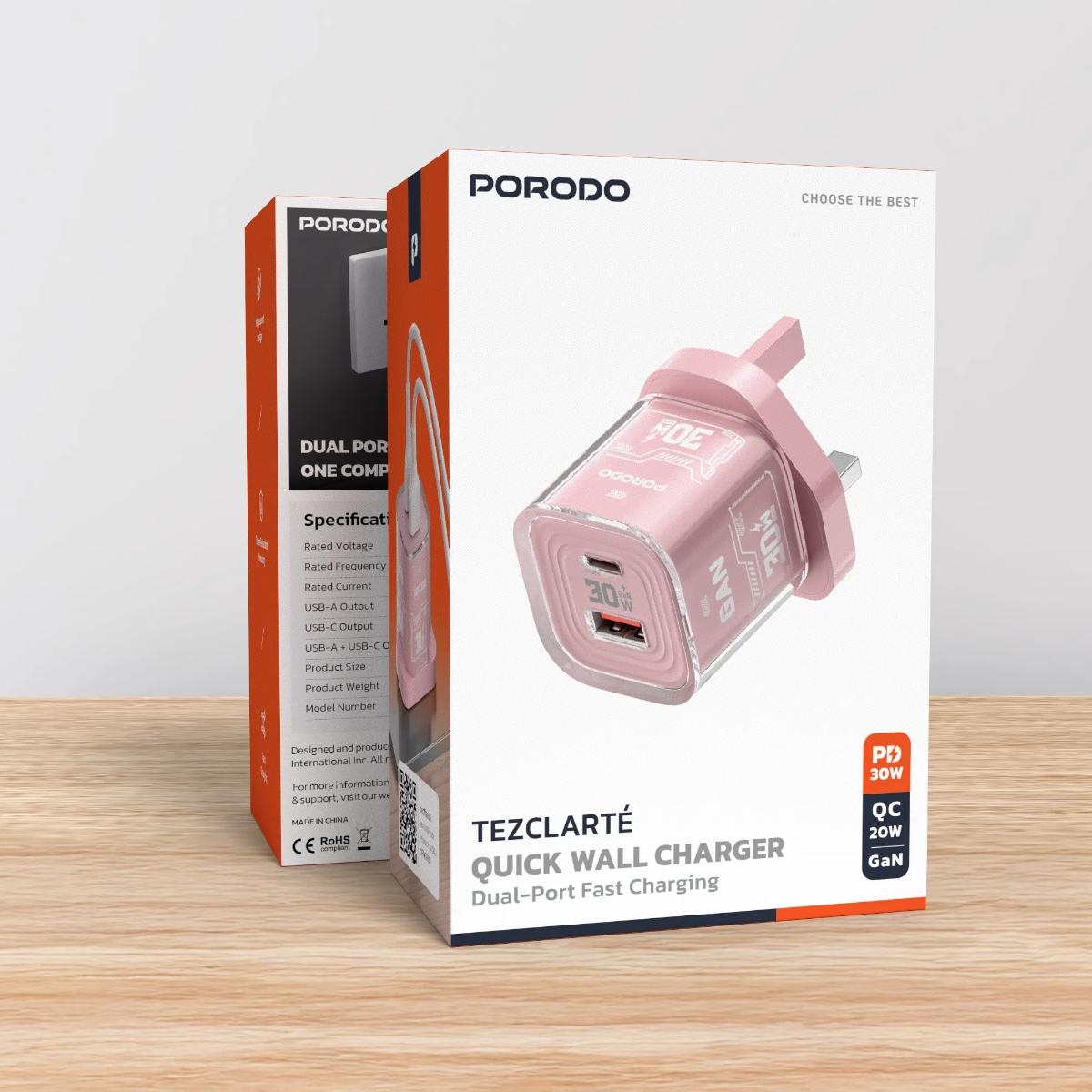 Porodo Tezclarte 30W Dual-Port GaN Fast Charger