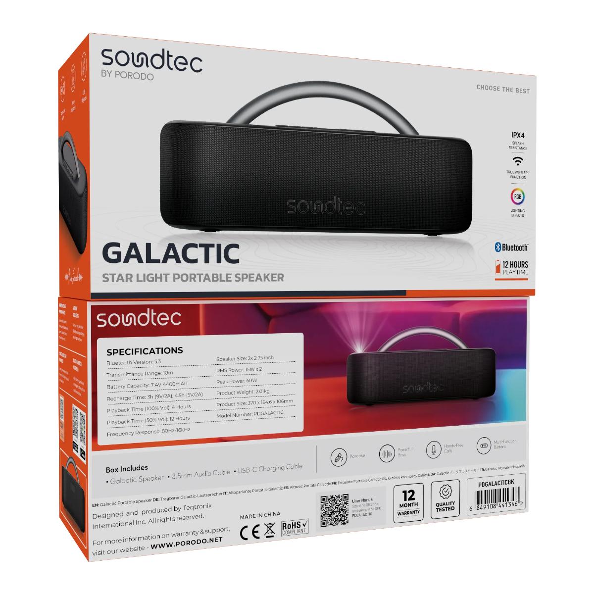 Porodo Galactic Star Light Portable Speaker (30W)
