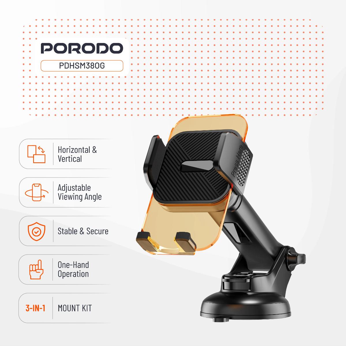 Porodo 3-in-1 Mount Kit Multi Functional Phone Holder