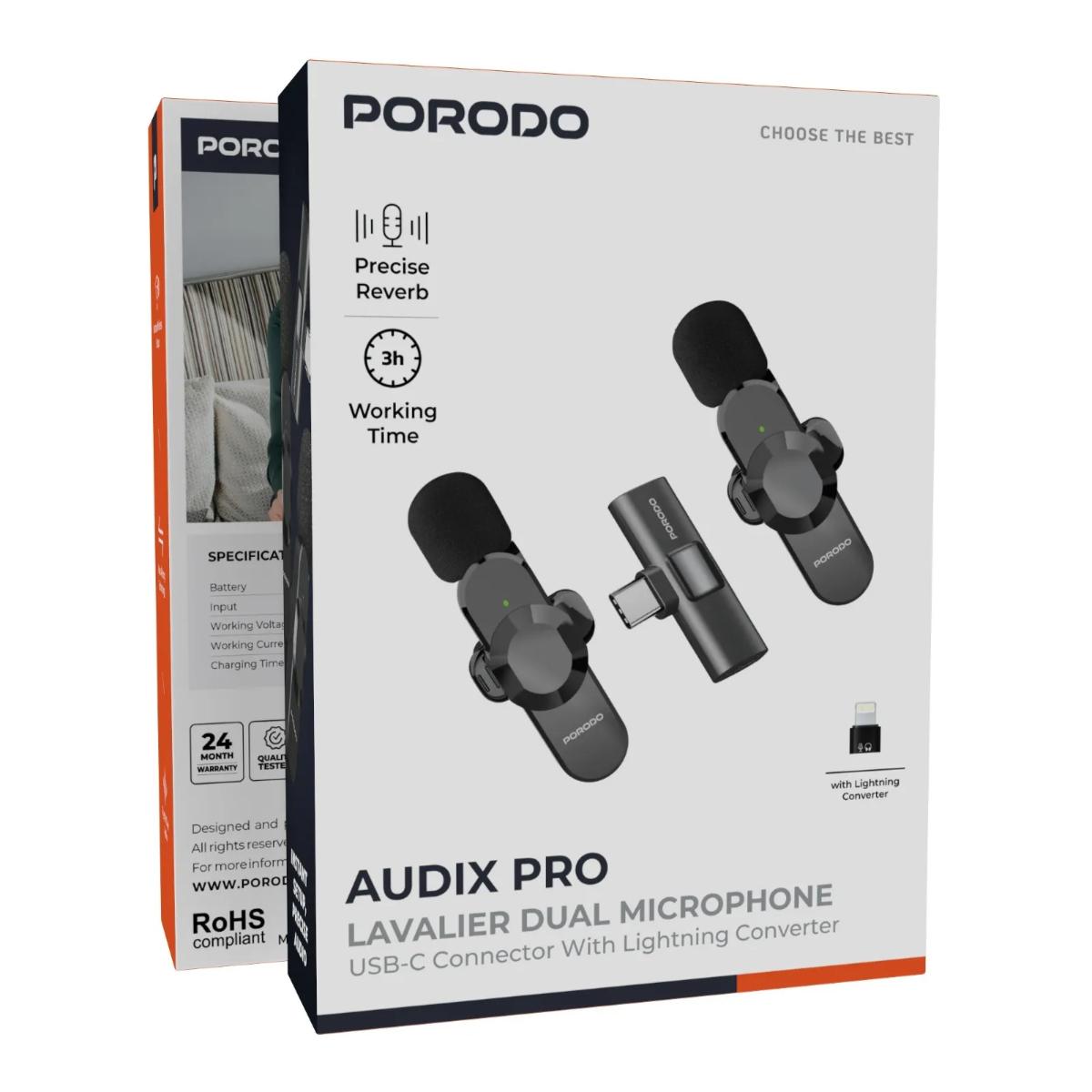 Porodo Audix Pro Lavalier Dual Microphone