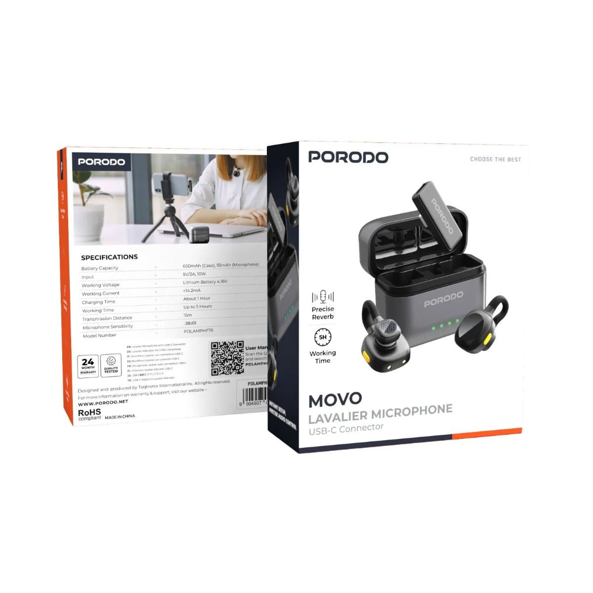 Porodo Movo Lavalier Microphone Type-C Connector