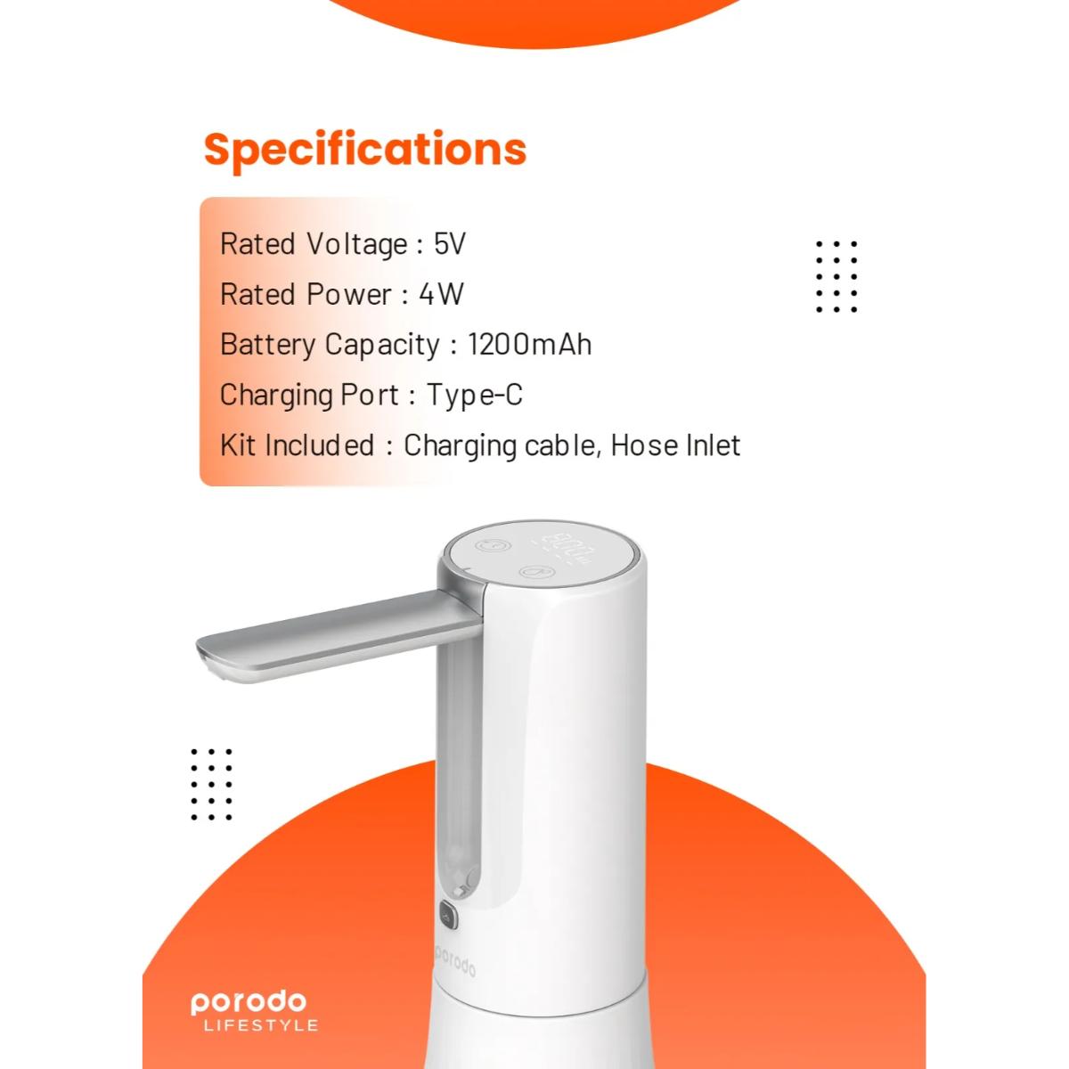 Porodo Digital Tabletop Water Pump
