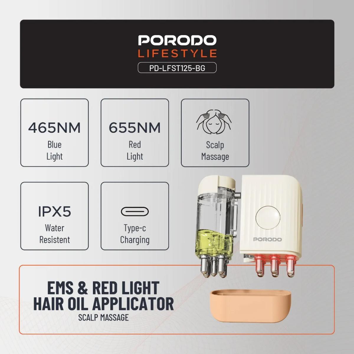 Porodo EMS & Red Light Therapy Hair Oil Applicator