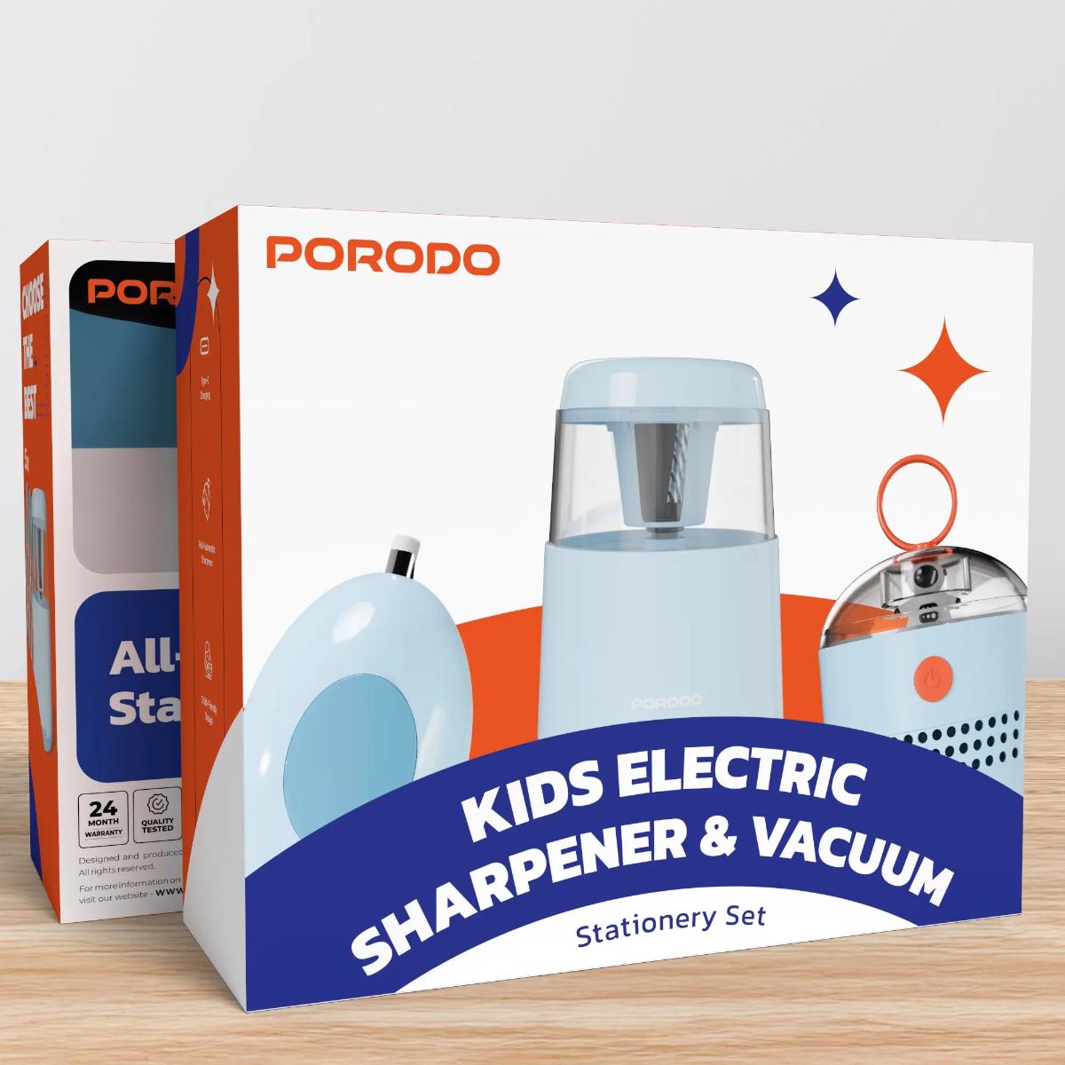 Porodo Kids Electric Sharpener & Vacuum Stationary Set