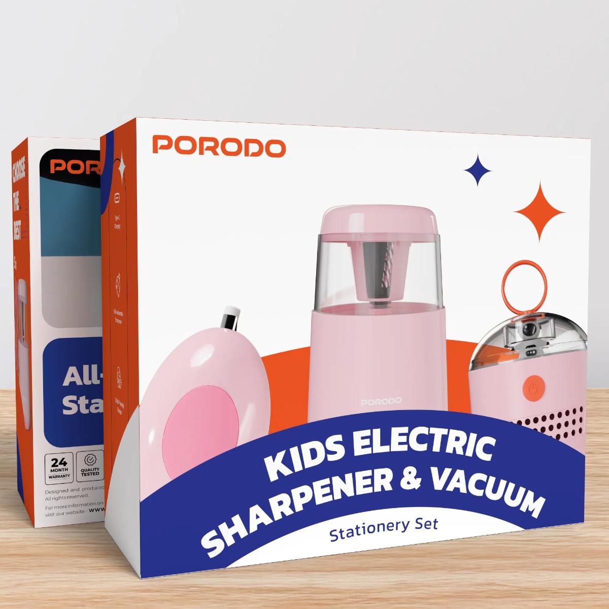 Porodo Kids Electric Sharpener & Vacuum Stationary Set