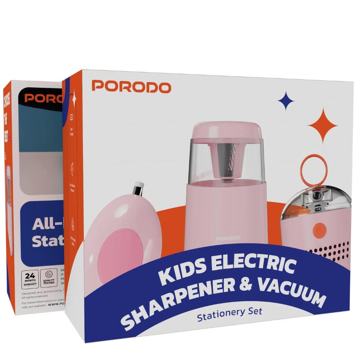 Porodo Kids Electric Sharpener & Vacuum Stationary Set