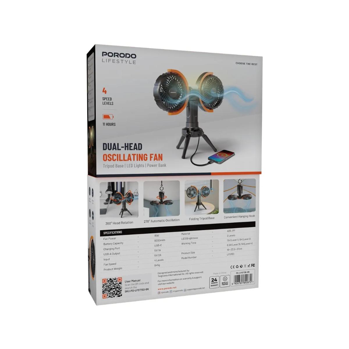 Porodo  Dual-Head Oscillating Fan