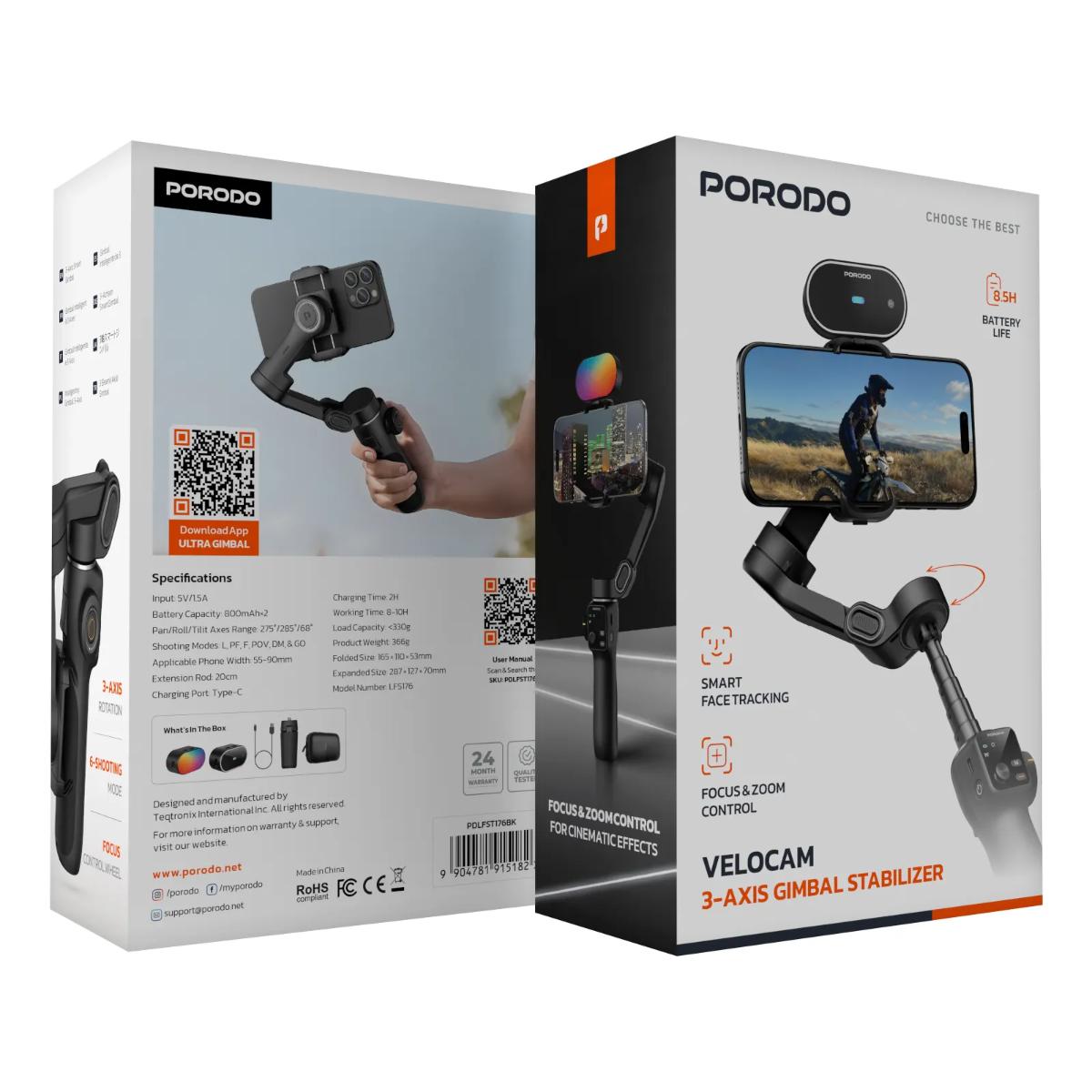 Porodo velocam 3-AXIS Gimbal Stabilizer
