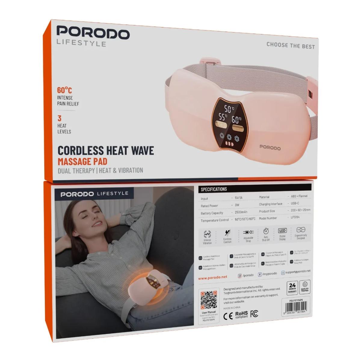 Porodo Lifestyle Cordless Heat Wave Massage Pad