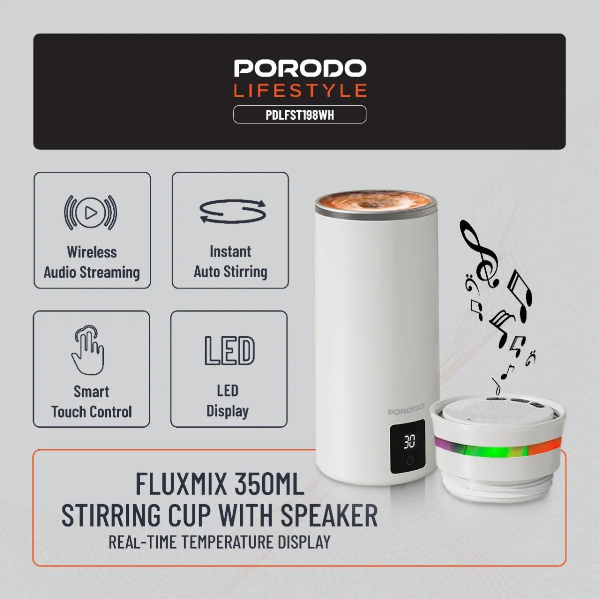 Porodo Fluxmix 350ML Stirring Cup with Speaker