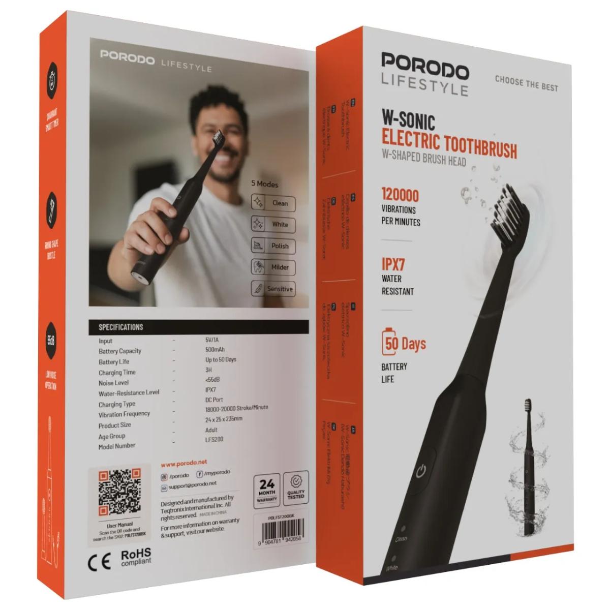 Porodo Lifestyle W-Sonic Electric Toothbrush