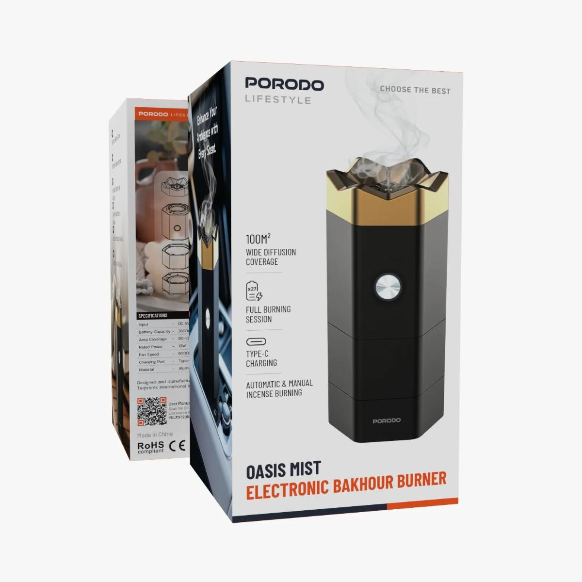 Porodo Lifestyle Oasis Mist Electronic Bakhour Burner