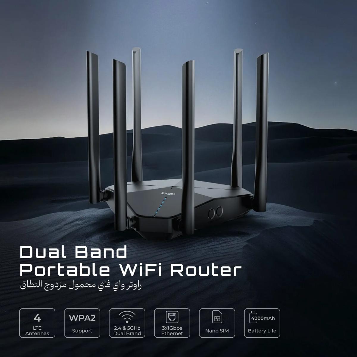 Porodo Dual Band Portable Wi-Fi Router