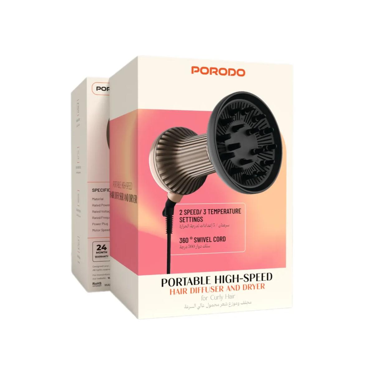 Porodo Portable High-Speed Hair Diffuser and Dryer