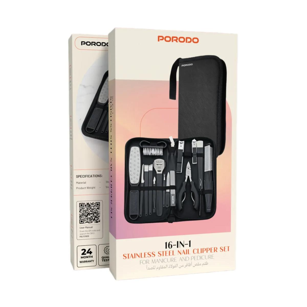 Porodo 16-In-1 Portable Nail Clipper Set