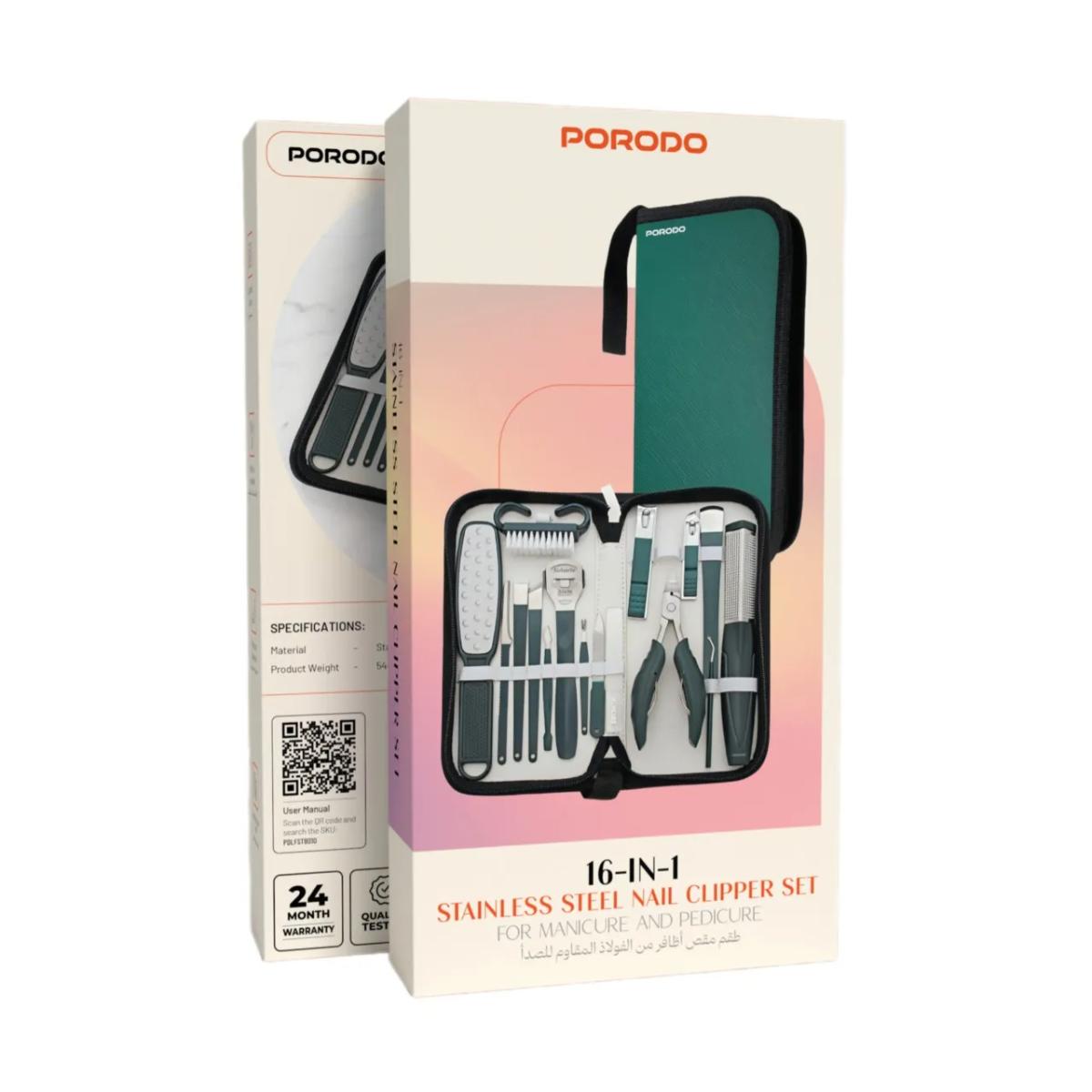 Porodo 16-In-1 Portable Nail Clipper Set