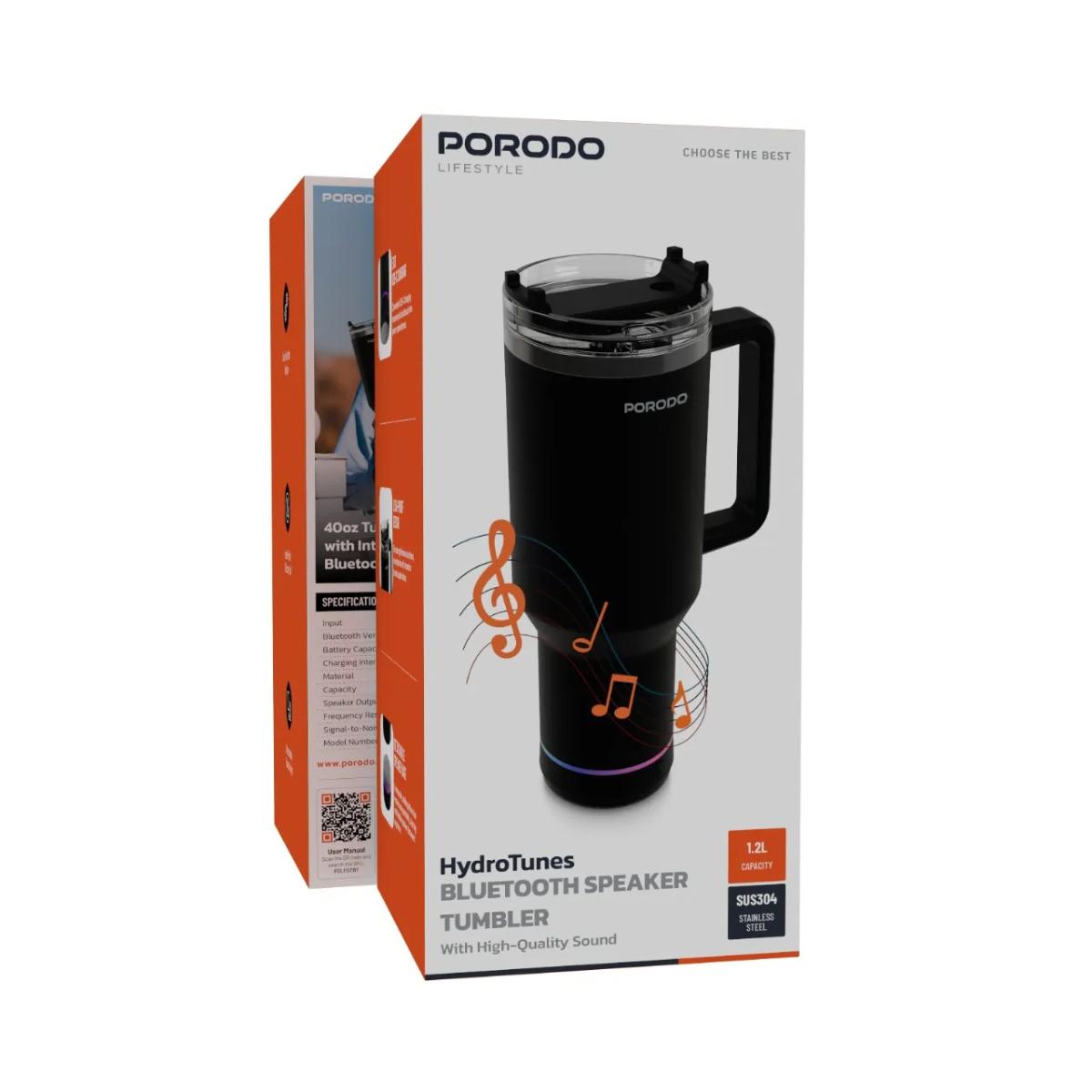 Porodo 40oz HydroTunes Bluetooth Speaker Tumbler