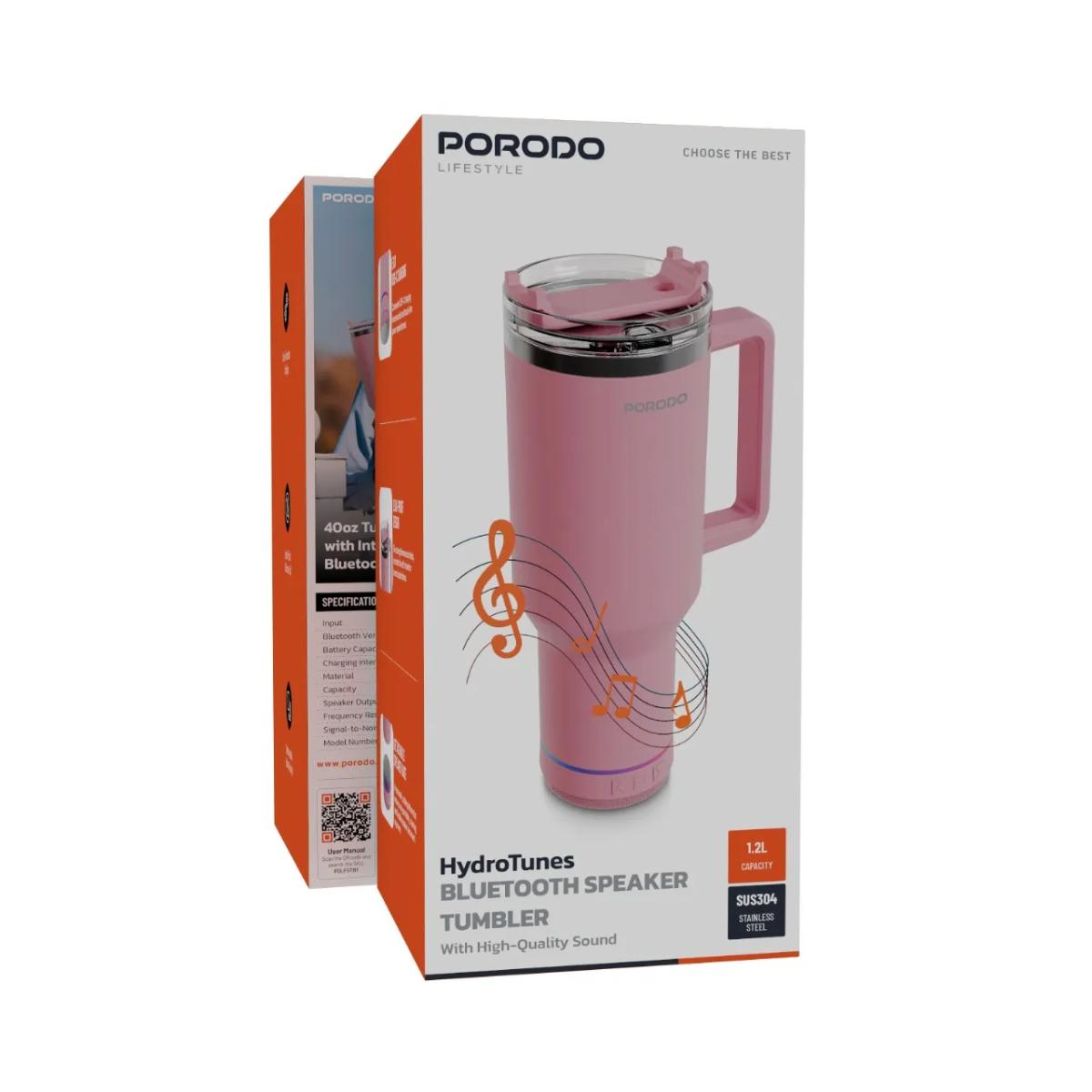 Porodo 40oz HydroTunes Bluetooth Speaker Tumbler