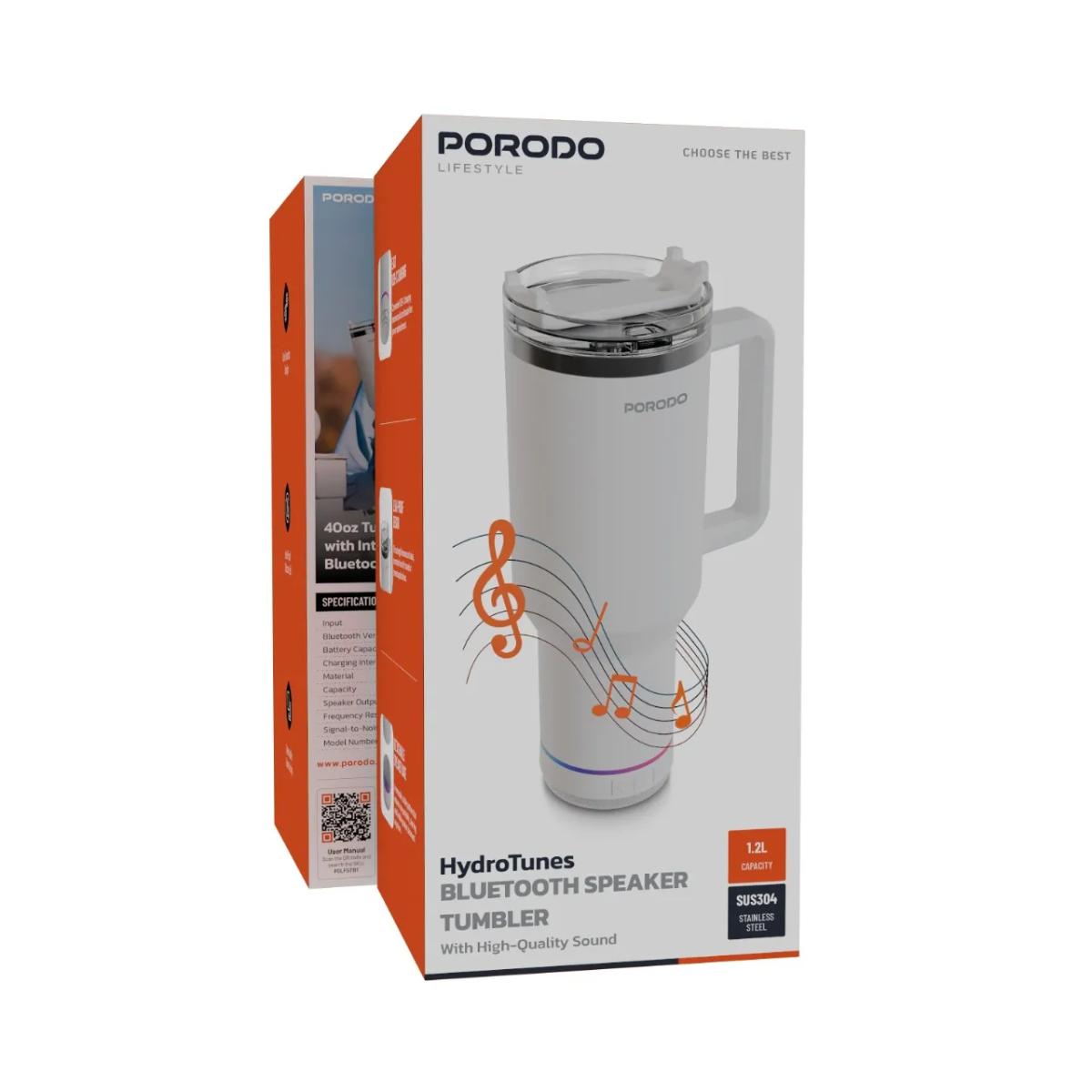 Porodo 40oz HydroTunes Bluetooth Speaker Tumbler