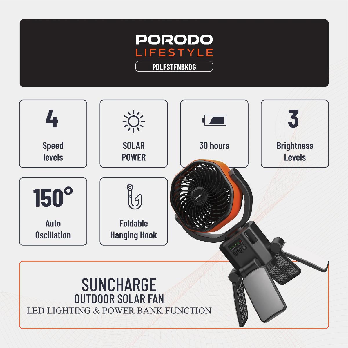 Porodo  Suncharge Outdoor Solar Fan
