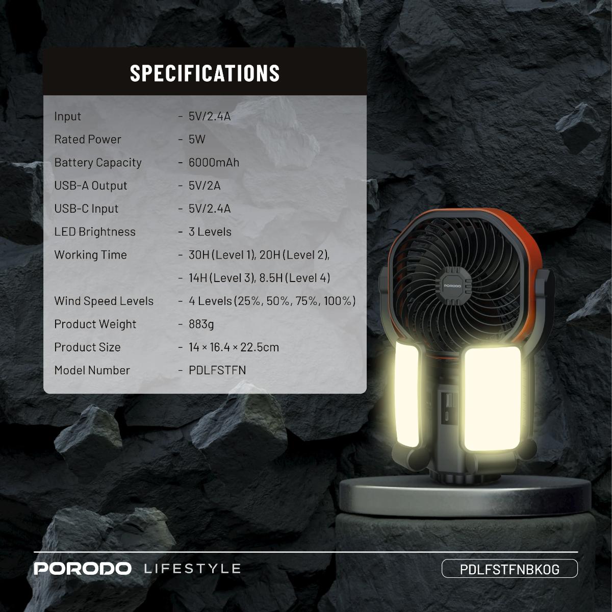 Porodo  Suncharge Outdoor Solar Fan
