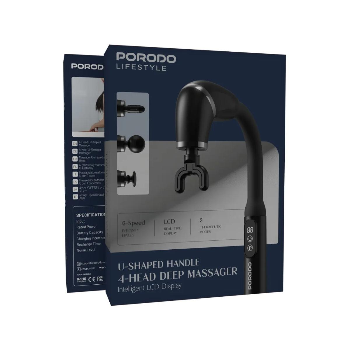 Porodo U-Shaped Handle 4-Head Deep Massager