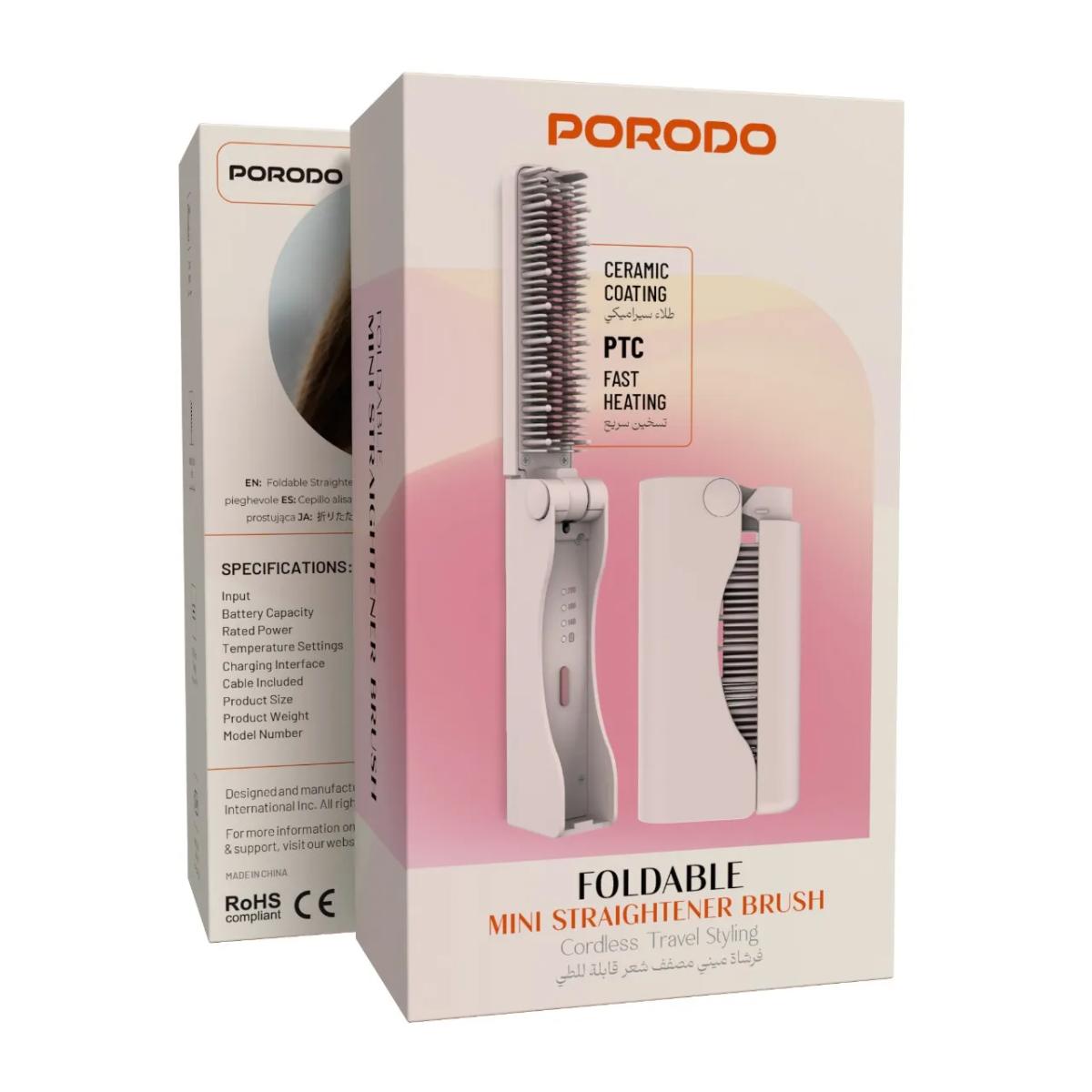 Porodo Foldable Mini Straightener Brush