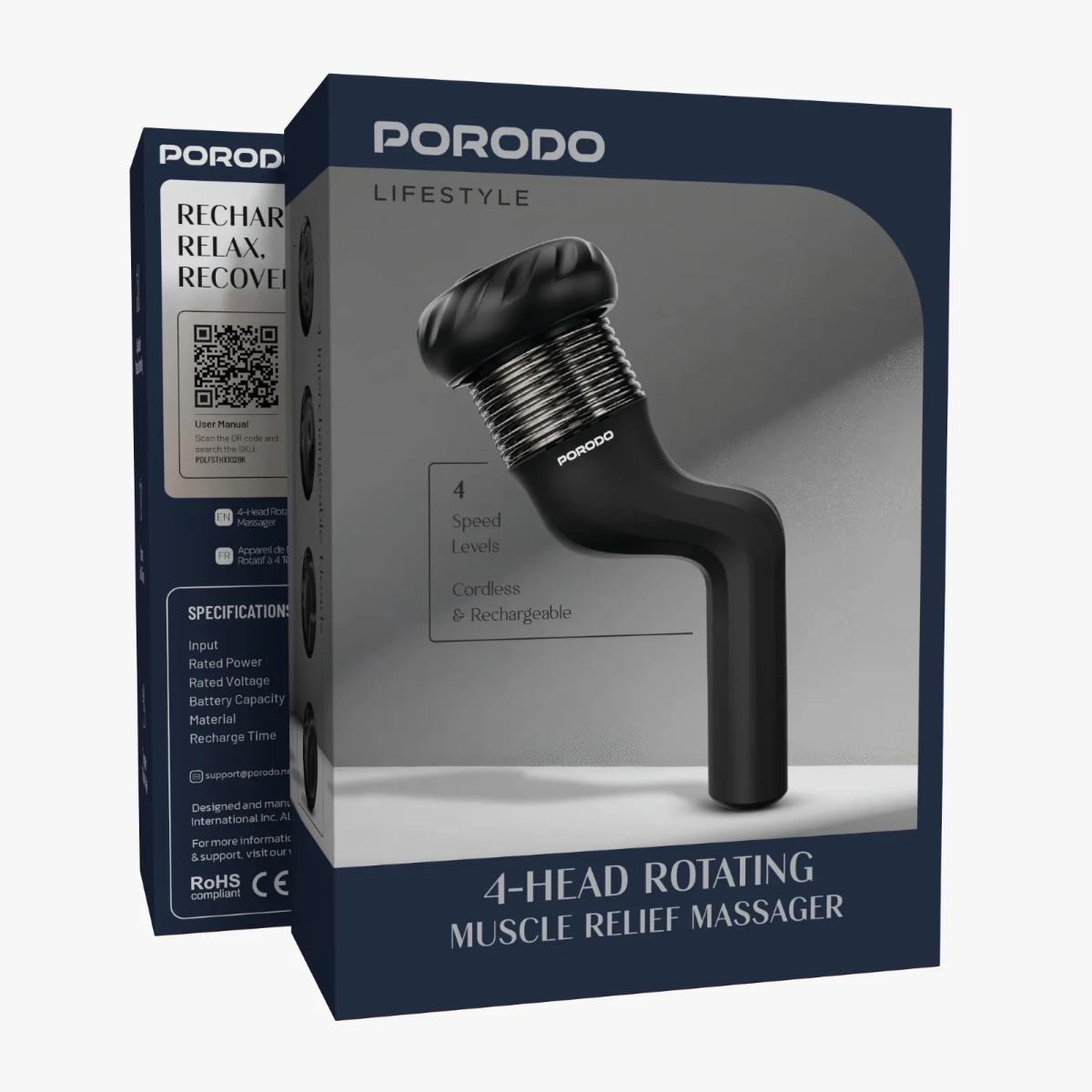 Porodo Lifestyle 4-Head Muscle Massager Gun