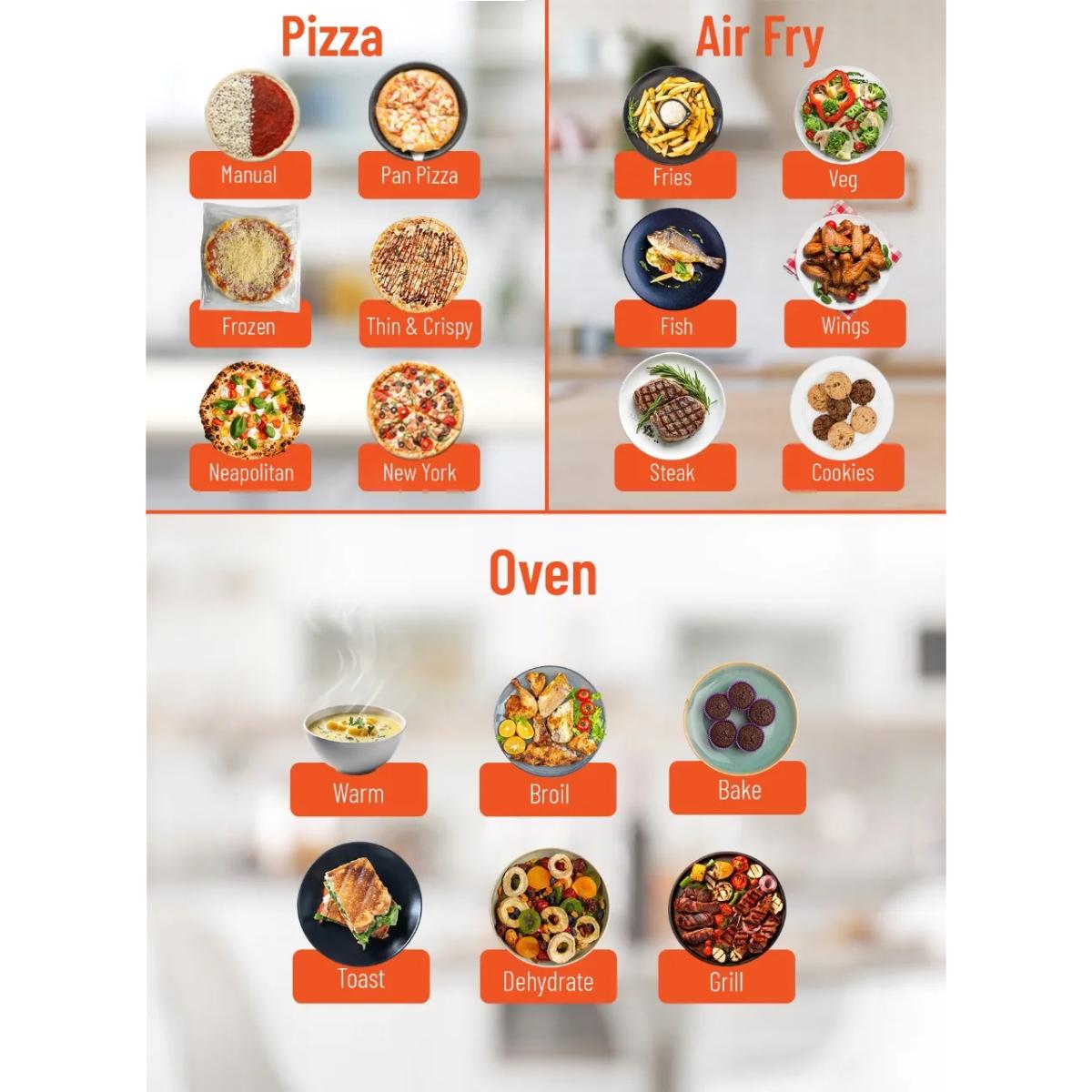 Porodo Lifestyle Crisp Cook 3-In-1 Air Fryer, Pizza, Oven