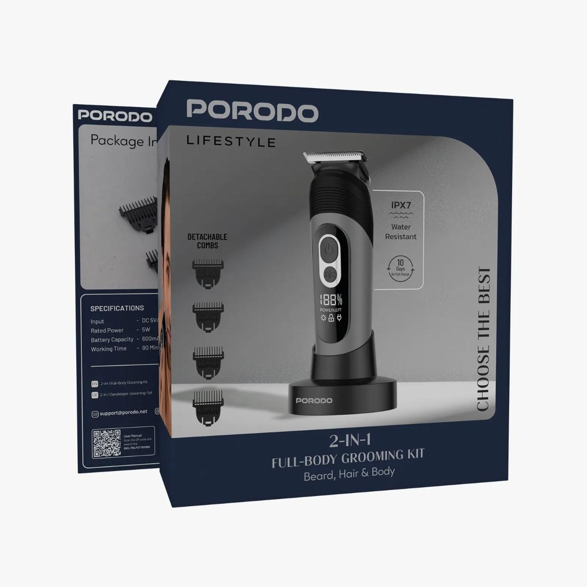 Porodo Lifestyle 2-in-1 Waterproof Full-Body Grooming Kit