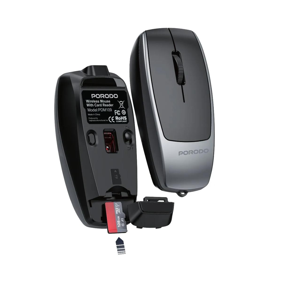 Porodo Wireless Mouse 1600DPI with Card Reader