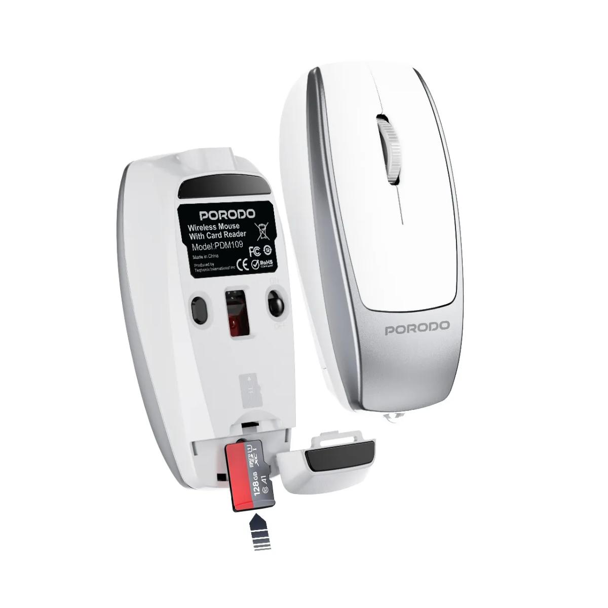 Porodo Wireless Mouse 1600DPI with Card Reader