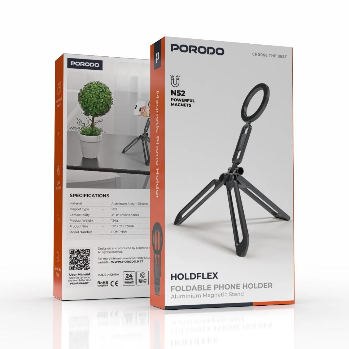 Porodo Holdflex Foldable Magnetic Aluminum Phone Stand