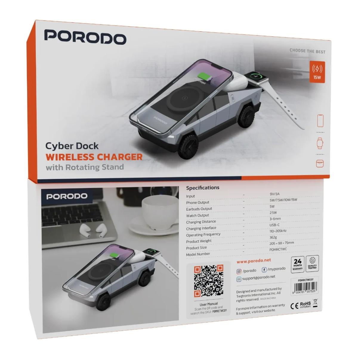 Porodo Cyber Dock Wireless Charger