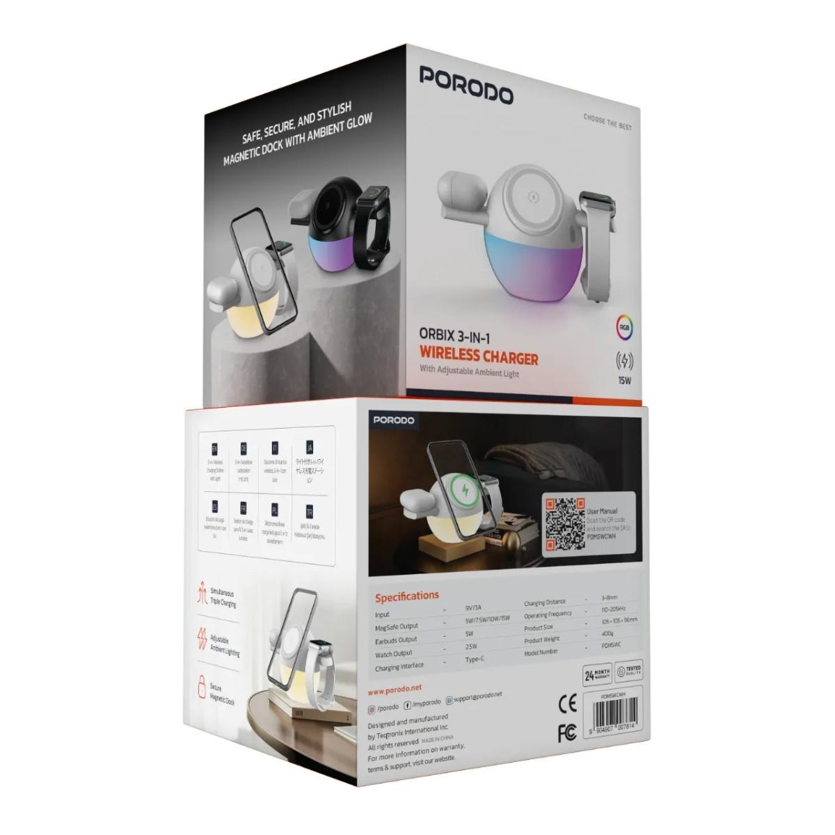 Porodo Orbix 3-In-1 Wireless Charger
