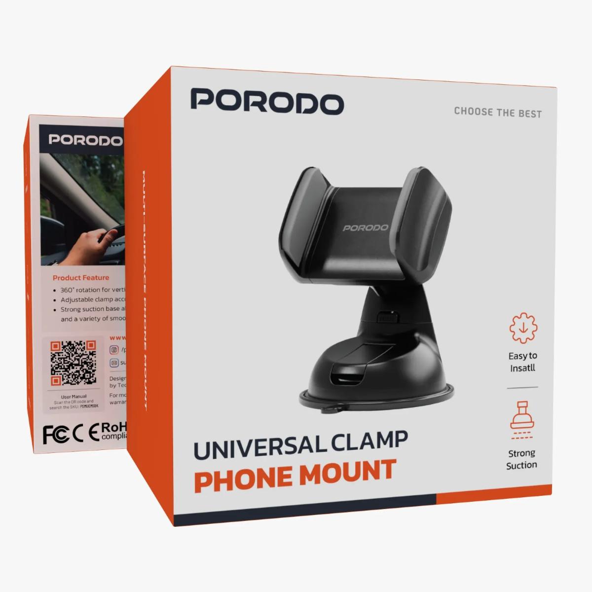 Porodo Universal Clamp Phone Mount