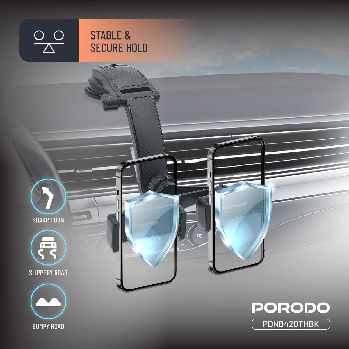 Porodo 360° Rotatable Car Phone Holder